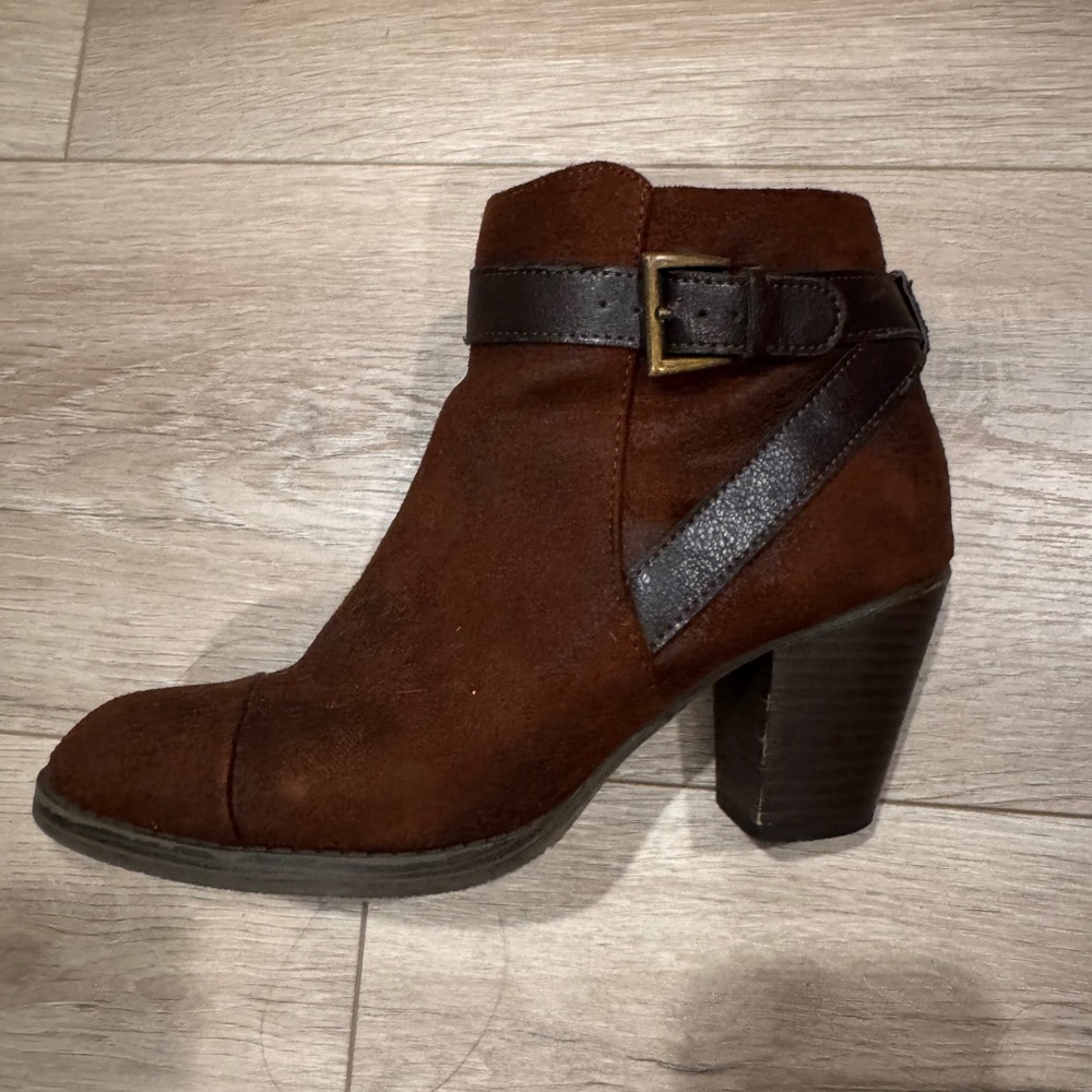 JustFab Dark Brown Ankle Booties with Buckle